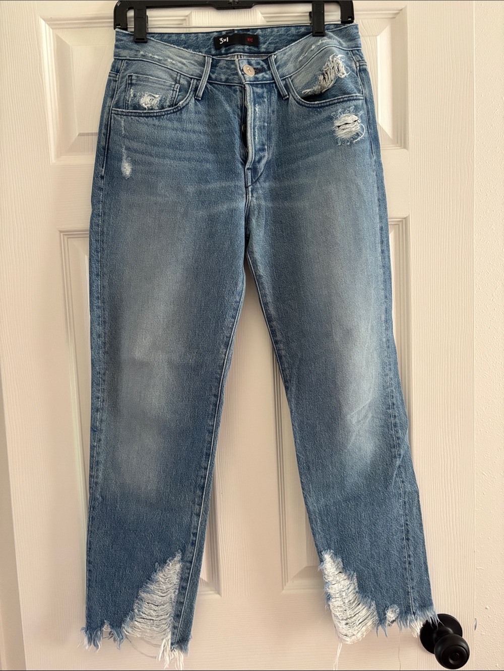 3x1 Light Blue Distressed Ankle Jeans